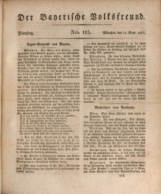Der bayerische Volksfreund Dienstag 25. September 1827