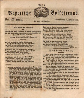 Der bayerische Volksfreund Freitag 16. Oktober 1829
