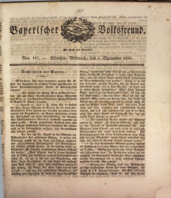 Der bayerische Volksfreund Mittwoch 1. September 1830