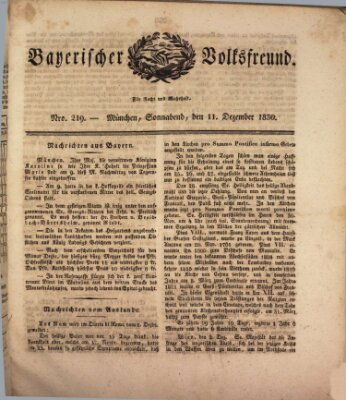 Der bayerische Volksfreund Samstag 11. Dezember 1830