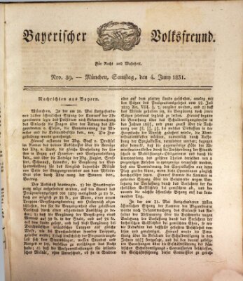 Der bayerische Volksfreund Samstag 4. Juni 1831