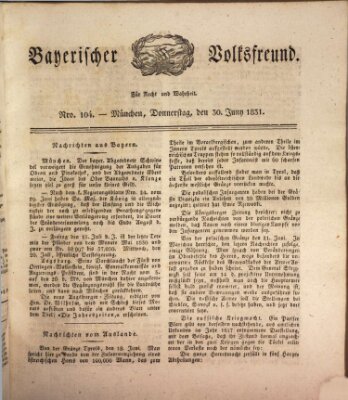 Der bayerische Volksfreund Donnerstag 30. Juni 1831