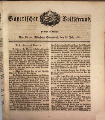 Der bayerische Volksfreund Samstag 23. Juli 1831