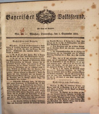 Der bayerische Volksfreund Donnerstag 1. September 1831