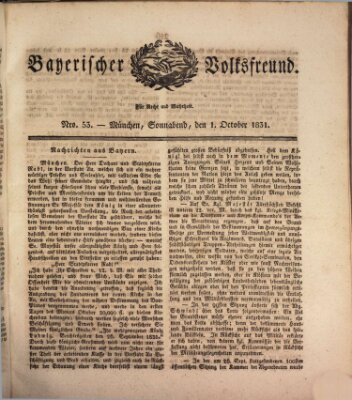 Der bayerische Volksfreund Samstag 1. Oktober 1831