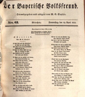Der bayerische Volksfreund Donnerstag 19. April 1832