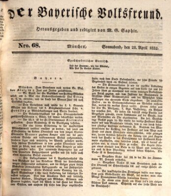 Der bayerische Volksfreund Samstag 28. April 1832