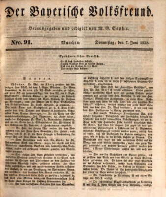 Der bayerische Volksfreund Donnerstag 7. Juni 1832
