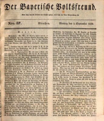 Der bayerische Volksfreund Montag 3. September 1832