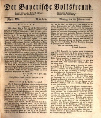 Der bayerische Volksfreund Montag 18. Februar 1833