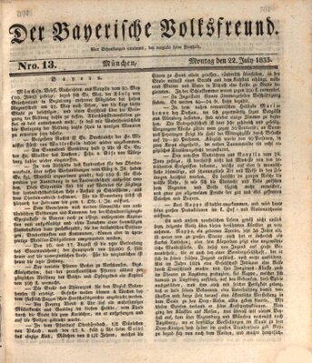 Der bayerische Volksfreund Montag 22. Juli 1833