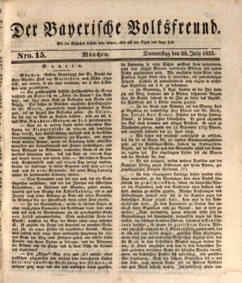 Der bayerische Volksfreund Donnerstag 25. Juli 1833