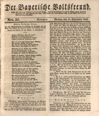 Der bayerische Volksfreund Montag 16. September 1833