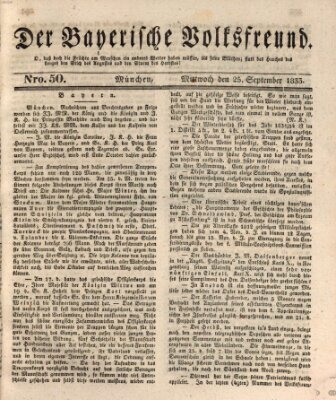 Der bayerische Volksfreund Mittwoch 25. September 1833