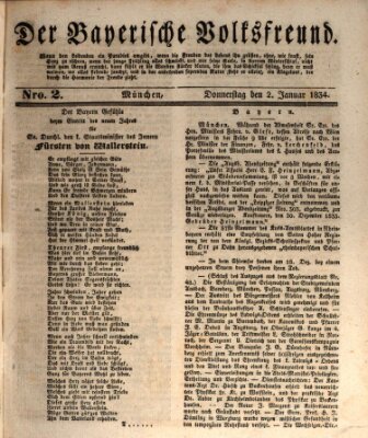 Der bayerische Volksfreund Donnerstag 2. Januar 1834