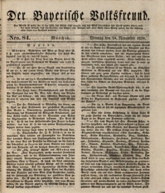 Der bayerische Volksfreund Montag 24. November 1834