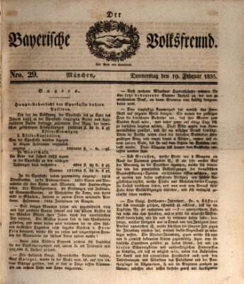 Der bayerische Volksfreund Donnerstag 19. Februar 1835