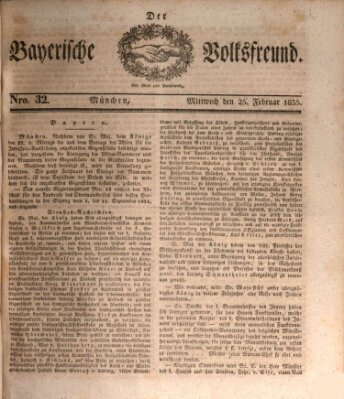 Der bayerische Volksfreund Mittwoch 25. Februar 1835