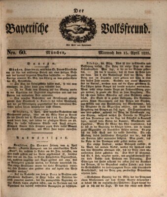 Der bayerische Volksfreund Mittwoch 15. April 1835