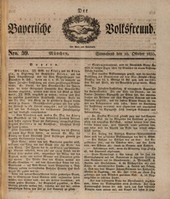 Der bayerische Volksfreund Samstag 10. Oktober 1835
