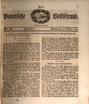 Der bayerische Volksfreund Montag 11. Januar 1836
