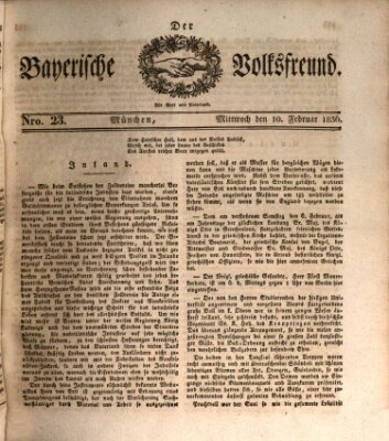 Der bayerische Volksfreund Mittwoch 10. Februar 1836