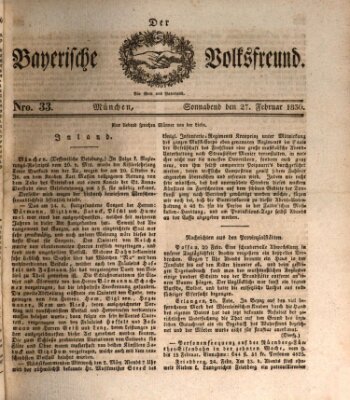 Der bayerische Volksfreund Samstag 27. Februar 1836