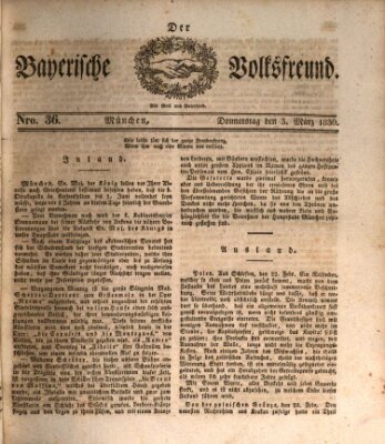 Der bayerische Volksfreund Donnerstag 3. März 1836