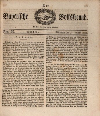 Der bayerische Volksfreund Mittwoch 31. August 1836