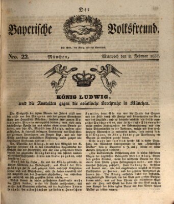 Der bayerische Volksfreund Mittwoch 8. Februar 1837