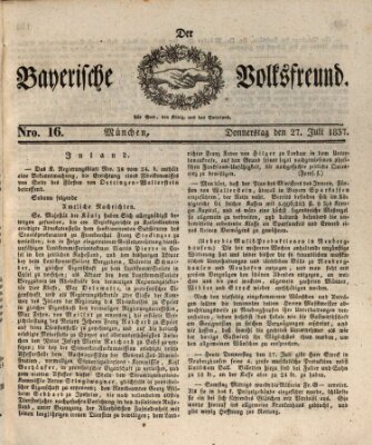Der bayerische Volksfreund Donnerstag 27. Juli 1837