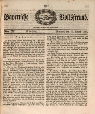 Der bayerische Volksfreund Mittwoch 16. August 1837