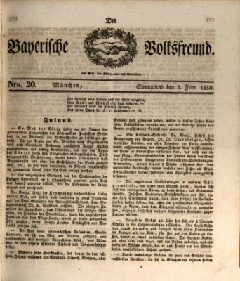 Der bayerische Volksfreund Samstag 3. Februar 1838