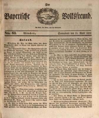 Der bayerische Volksfreund Samstag 21. April 1838