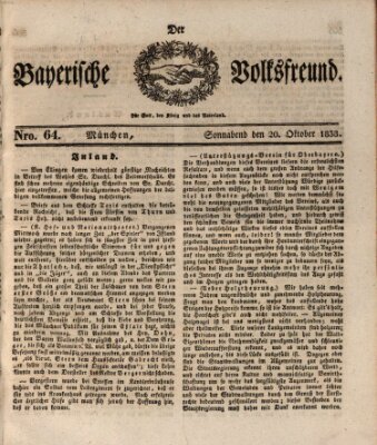 Der bayerische Volksfreund Samstag 20. Oktober 1838