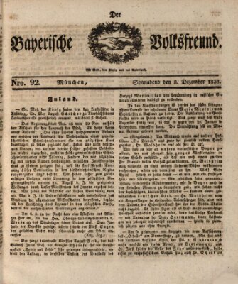Der bayerische Volksfreund Samstag 8. Dezember 1838