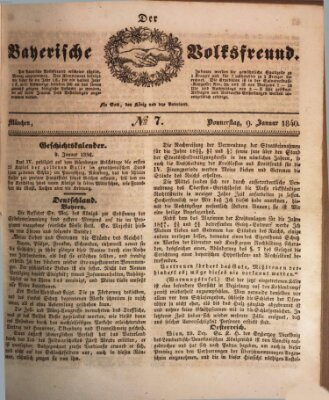 Der bayerische Volksfreund Donnerstag 9. Januar 1840