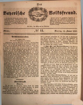 Der bayerische Volksfreund Dienstag 14. Januar 1840