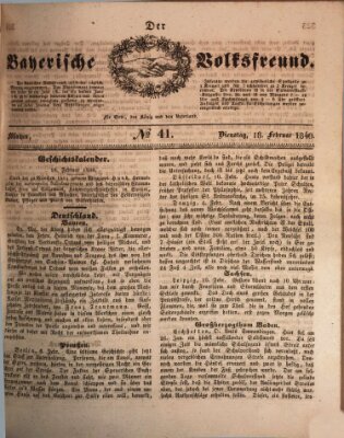 Der bayerische Volksfreund Dienstag 18. Februar 1840