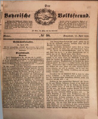 Der bayerische Volksfreund Samstag 25. April 1840