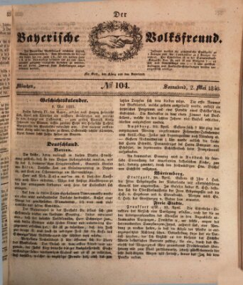 Der bayerische Volksfreund Samstag 2. Mai 1840