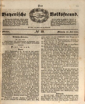 Der bayerische Volksfreund Mittwoch 22. Juli 1840