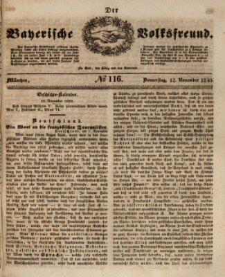 Der bayerische Volksfreund Donnerstag 12. November 1840
