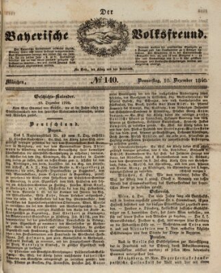 Der bayerische Volksfreund Donnerstag 10. Dezember 1840