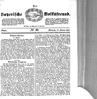 Der bayerische Volksfreund Mittwoch 17. Februar 1841