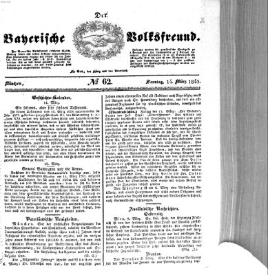 Der bayerische Volksfreund Sonntag 14. März 1841