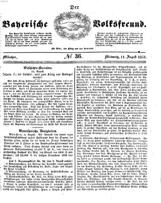 Der bayerische Volksfreund Mittwoch 11. August 1841