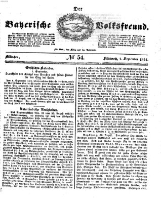 Der bayerische Volksfreund Mittwoch 1. September 1841