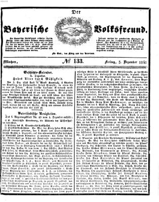 Der bayerische Volksfreund Freitag 3. Dezember 1841