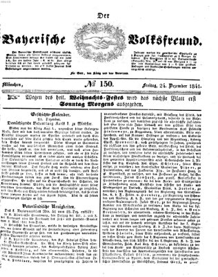 Der bayerische Volksfreund Freitag 24. Dezember 1841